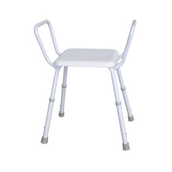 Plastic shower stool with armrests