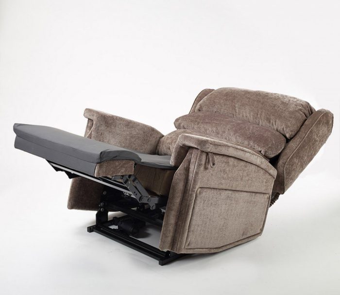 Bariatric tilt in space recliner chair in fully reclined position
