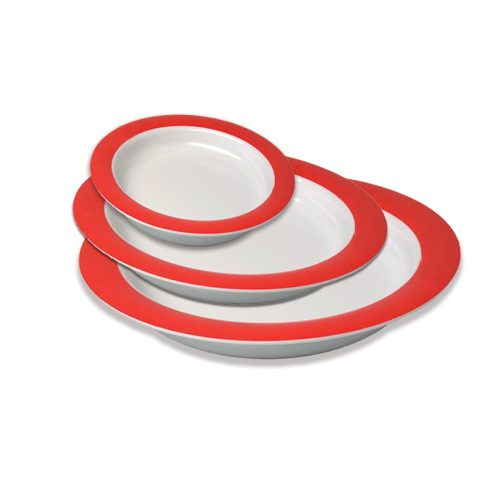 Ornamin plates in red and white
