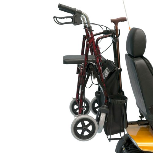 walker frame holder for rear of mobility scooter
